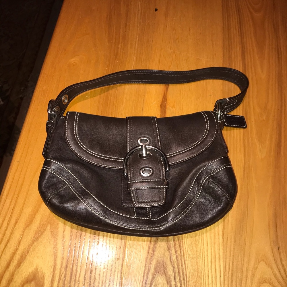 Coach brown leather clutch (Soho?)